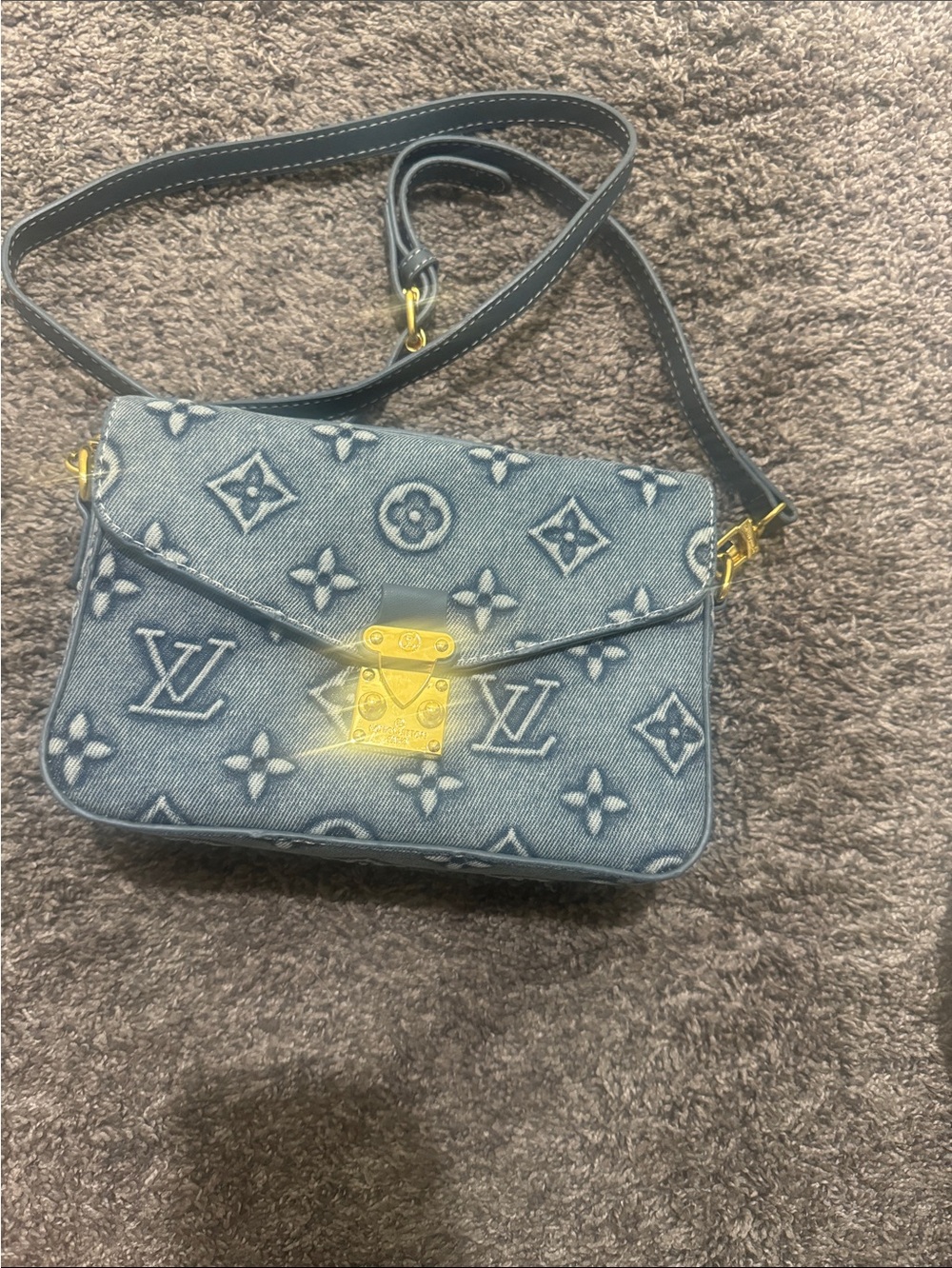 LV Denim Monogram Blue Crossbody with Gold Hardware. Reposh. Fun lookalike.